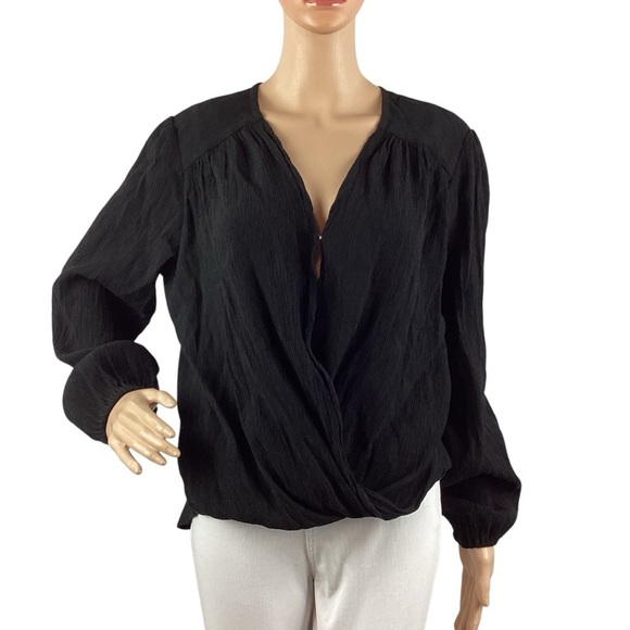 Free People Check on It Wrap Top Size S Black - Picture 1 of 7